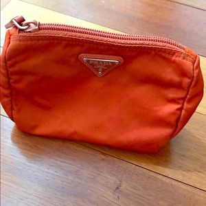 Prada. Orange Nylon Cosmetics Pouch